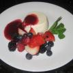Panna Cotta Custard with Fresh Wild Berries and Blackberry Sauce